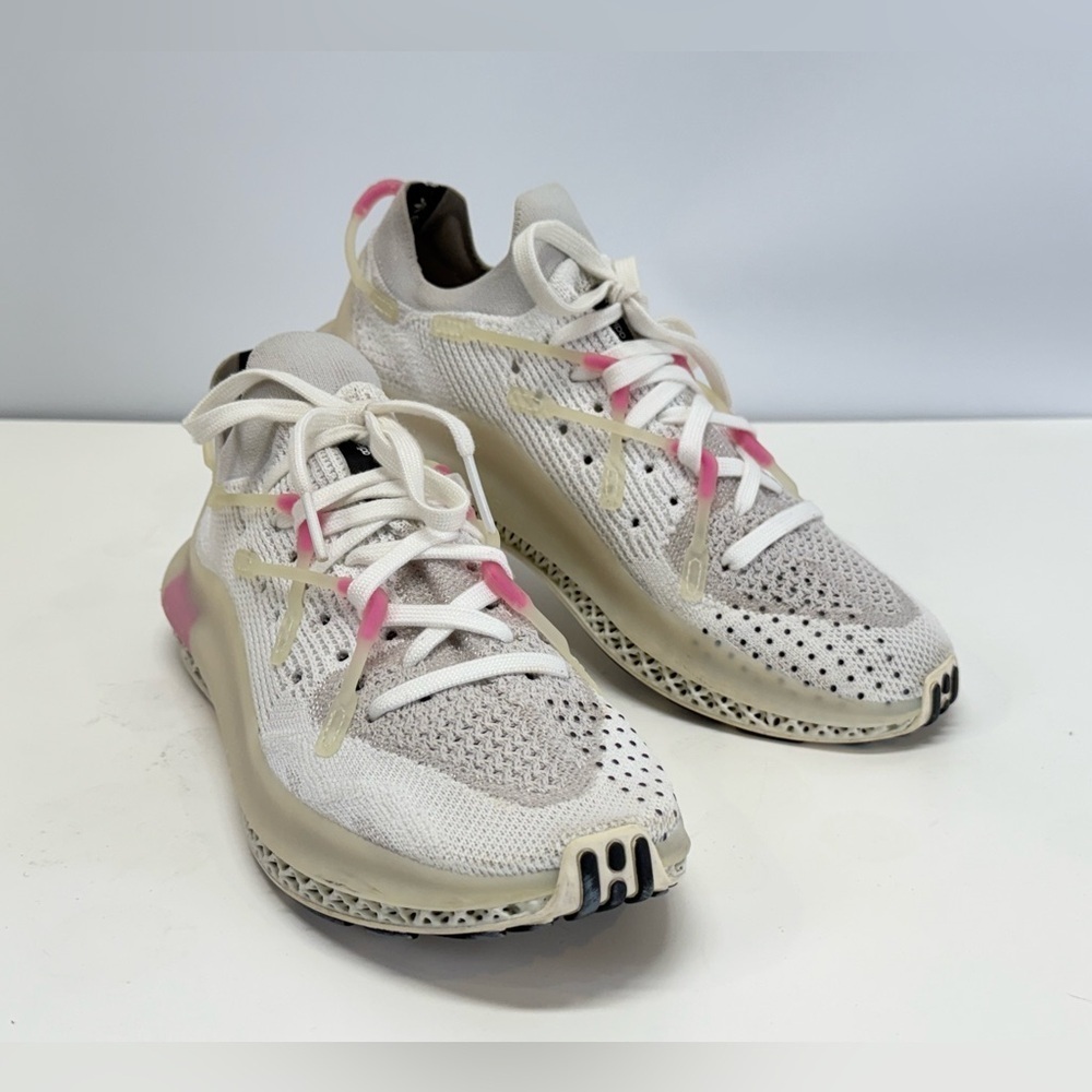 ADIDAS Men's White and pink 4D FUSIO CLOUD  running sneakers size 9.5 - Picture 3 of 13
